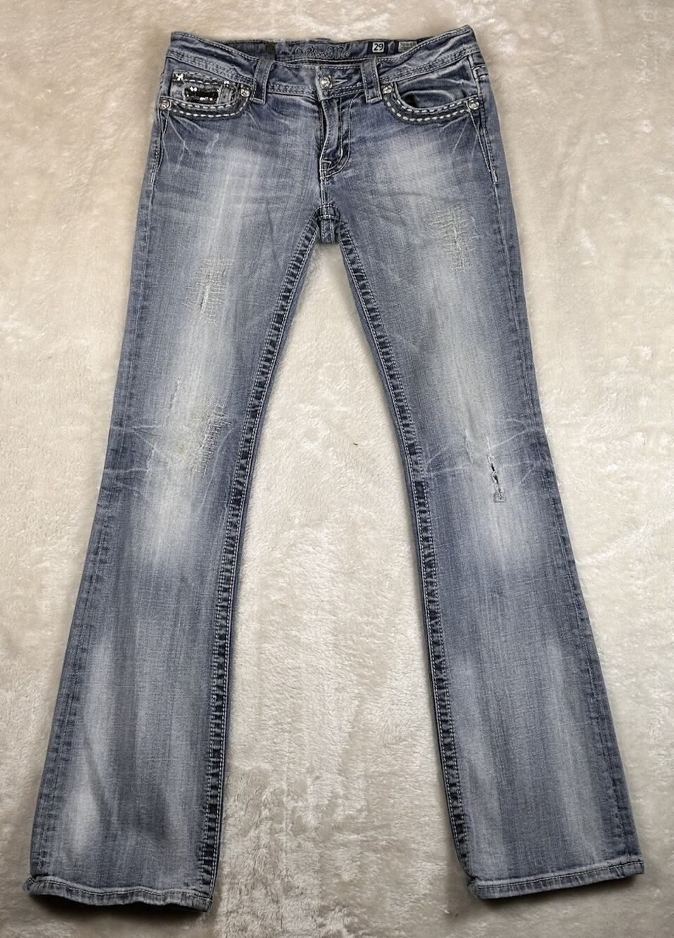 Miss Me Women Bootcut Jeans JE6050B3X Medium Wash Embellished Cross Size 29 x 32